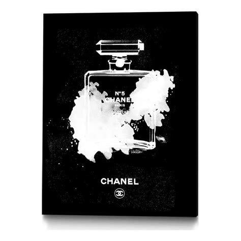 Giant Art Canvas 24x32 Chanel Bottle Invert Framed in Multi